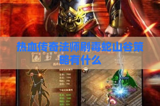 热血传奇法师刷毒蛇山谷策略有什么